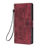 Darrahopens Electronics > Mobile Accessories > Phone Cases & Screen Protectors Mandala Embossed Retro Frosted Leather Phone Case Red For Samsung Galaxy S21 Ultra 5G