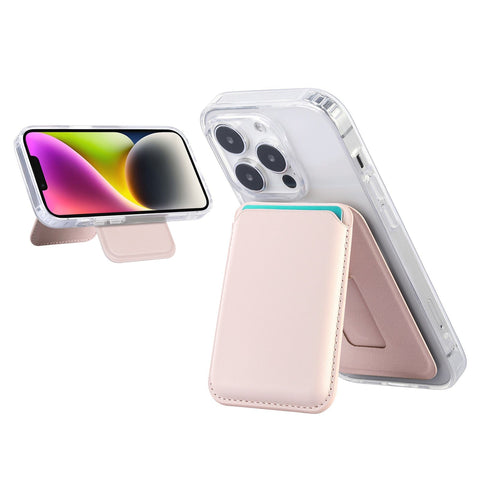 Darrahopens Electronics > Mobile Accessories > Phone Cases & Screen Protectors Pink Slim Magnetic Card Holder Wallet with Adjustable Kickstand - MagSafe Compatible