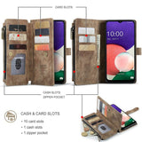 Darrahopens Electronics > Mobile Accessories > Phone Cases & Screen Protectors Samsung Galaxy A22 5G Case Wallet with Magnetic Flip Zipper and Card Holder - Brown