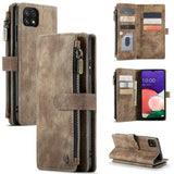 Darrahopens Electronics > Mobile Accessories > Phone Cases & Screen Protectors Samsung Galaxy A22 5G Case Wallet with Magnetic Flip Zipper and Card Holder - Brown