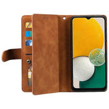 Darrahopens Electronics > Mobile Accessories > Phone Cases & Screen Protectors Samsung Galaxy A26 5G Phone Case, PU Leather Zipper Wallet with 9 Card Slots, Brown