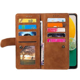 Darrahopens Electronics > Mobile Accessories > Phone Cases & Screen Protectors Samsung Galaxy A26 5G Phone Case, PU Leather Zipper Wallet with 9 Card Slots, Brown