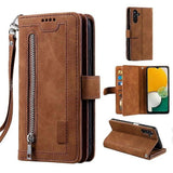 Darrahopens Electronics > Mobile Accessories > Phone Cases & Screen Protectors Samsung Galaxy A26 5G Phone Case, PU Leather Zipper Wallet with 9 Card Slots, Brown