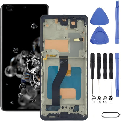 Darrahopens Electronics > Mobile Accessories > Phone Cases & Screen Protectors Samsung Galaxy S20 Ultra 5G Screen Replacement with Frame, 6.9" Curved Dynamic AMOLED 2X Touch Digitizer, Full Repair Tool Kit & Tempered Glass Protector for SM‑G988U SM‑G988U1 SM‑G988A SM‑G988W