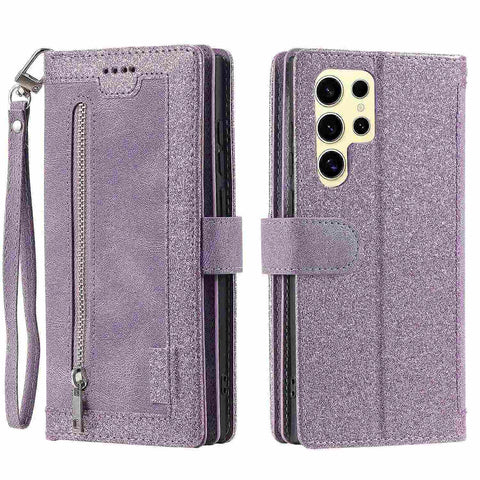 Darrahopens Electronics > Mobile Accessories > Phone Cases & Screen Protectors Samsung Galaxy S25 Ultra Mobile Case PU Leather Phone Cover with Zipper Wallet 9 Card Slots - Perfect Style F Style F