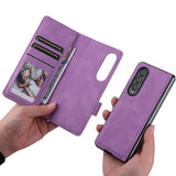 Darrahopens Electronics > Mobile Accessories > Phone Cases & Screen Protectors Samsung Galaxy Z Fold 3 Case, Magnetic Leather Protective Cover with Card Slot \u0026 Stand, Compatible with Samsung, Blue