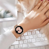 Darrahopens Electronics > Mobile Accessories > Phone Cases & Screen Protectors Stainless Steel Bracelet Compatible with Samsung Galaxy Watch 4 5 6 40mm 44mm Mesh Loop Bling Case Gold Set