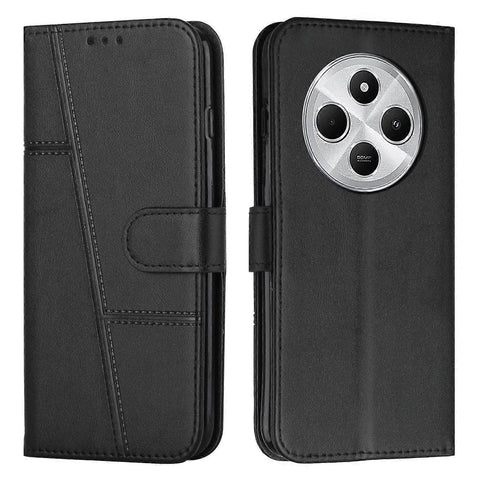 Darrahopens Electronics > Mobile Accessories > Phone Cases & Screen Protectors Stitched Calfskin Case Compatible with Redmi 14C 4G (FMY) Black