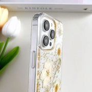 Darrahopens Electronics > Mobile Accessories > Phone Cases & Screen Protectors Transparent Case with Design of Pressed Real Flowers, Glitter Cute White Floral Pattern Slim Soft TPU Protective Case for Women iPhone16plus