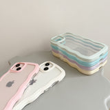Darrahopens Electronics > Mobile Accessories > Phone Cases & Screen Protectors Transparent Cute Curly Simple Wavy Case, Aesthetic Design Bumper, Soft TPU for iPhone 14 Pro Max-White