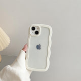 Darrahopens Electronics > Mobile Accessories > Phone Cases & Screen Protectors Transparent Cute Curly Simple Wavy Case, Aesthetic Design Bumper, Soft TPU for iPhone 14 Pro Max-White