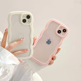 Darrahopens Electronics > Mobile Accessories > Phone Cases & Screen Protectors Transparent Cute Curly Simple Wavy Case, Aesthetic Design Bumper, Soft TPU for iPhone 14 Pro Max-White