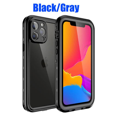 Darrahopens Electronics > Mobile Accessories > Phone Cases & Screen Protectors Waterproof Case for iPhone 15 14 13 12 11 Pro Max Compatible with RedPepper Transparent Protection Outdoor Sports Black