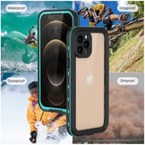 Darrahopens Electronics > Mobile Accessories > Phone Cases & Screen Protectors Waterproof Case for iPhone 15 14 13 12 11 Pro Max XS Max XR 7 8 with IP68 Protection for Diving Swimming Outdoor Sports Transparent Black