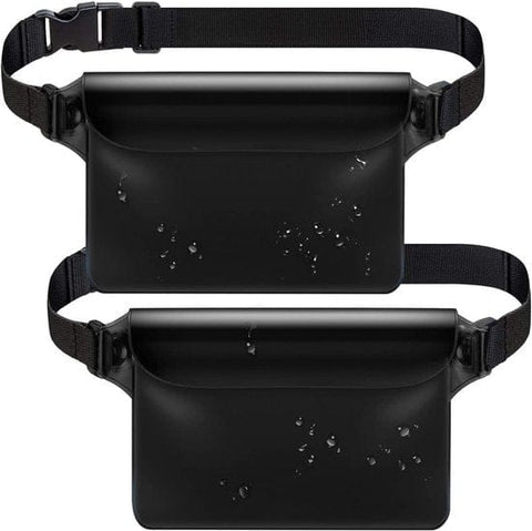 Darrahopens Electronics > Mobile Accessories > Phone Cases & Screen Protectors Waterproof Triple Zipper Waist Pack & Touchscreen Phone Case – 2-Piece Set – Ideal for Beach, Cruise, Swimming, Kayaking & Outdoor Activities（Black）