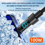 Darrahopens Electronics > Mobile Accessories > Phone Chargers 2 Meter USB To Type-C 4-Piece Set 1m 100W Super Fast Charge Transparent Aluminum Shell Digital Display Data Cable - USB Type-C Fast Charge Cable