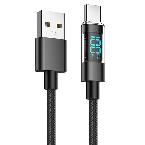 Darrahopens Electronics > Mobile Accessories > Phone Chargers 2 Meter USB To Type-C 4-Piece Set 1m 100W Super Fast Charge Transparent Aluminum Shell Digital Display Data Cable - USB Type-C Fast Charge Cable