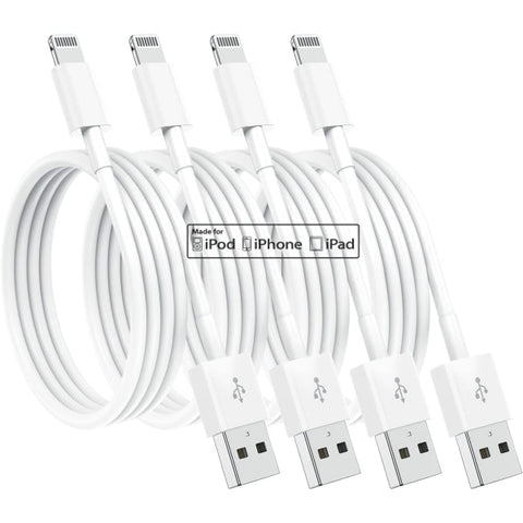 Darrahopens Electronics > Mobile Accessories > Phone Chargers Apple MFi Certified Lightning Charging Cable 4-Pack 1.8m Compatible with iPhone 12 11 X XR XS 8 7