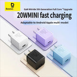 Darrahopens Electronics > Mobile Accessories > Phone Chargers Baseus GaN5 Fast charging charger mini 1C 20W-Black