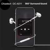 Darrahopens Electronics > Mobile Accessories > Phone Chargers Choetech OC-A011 USB-C In-Ear Headphones 1.2m - White