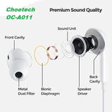 Darrahopens Electronics > Mobile Accessories > Phone Chargers Choetech OC-A011 USB-C In-Ear Headphones 1.2m - White