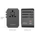 Darrahopens Electronics > Mobile Accessories > Phone Chargers CHOETECH PD6045 GaN Tech 2C+2A 45W Travel Adapter with US EU UK AU Plugs Black