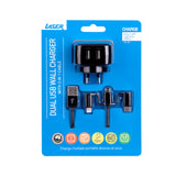 Darrahopens Electronics > Mobile Accessories > Phone Chargers Laser Fast Charging Dual USB Wall Charger with 3 in 1 Cable - Black