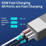Darrahopens Electronics > Mobile Accessories > Phone Chargers OXHORN NB-PD65CCAB PD GaN Charger 65W 3 Ports Black