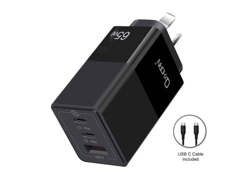 Darrahopens Electronics > Mobile Accessories > Phone Chargers OXHORN NB-PD65CCAB PD GaN Charger 65W 3 Ports Black