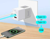 Darrahopens Electronics > Mobile Accessories > Phone Chargers OXHORN NB-PD65CCAW PD GaN Charger 65W 3 Ports White