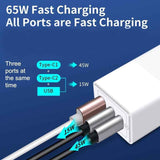 Darrahopens Electronics > Mobile Accessories > Phone Chargers OXHORN NB-PD65CCAW PD GaN Charger 65W 3 Ports White