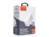 Darrahopens Electronics > Mobile Accessories > Phone Chargers OXHORN NB-PD65CCAW PD GaN Charger 65W 3 Ports White