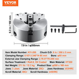 Darrahopens Electronics > Printer Accessories & Supplies > Calculators VEVOR 3-Jaw Lathe Chuck, 200 mm, Self-Centering Lathe Chuck, 4-200 mm Clamping Range with T-key Fixing Screws Hexagon Wrench, for Lathe 3D Printer Machining Center Milling Drilling Machine