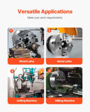 Darrahopens Electronics > Printer Accessories & Supplies > Calculators VEVOR 4-Jaw Lathe Chuck, 10 in (250 mm), Lathe Chuck, 0.6-9.84 in (15-250 mm) Clamping Range with T-key Fixing Screws Reversible Jaws, HT300 Cast Iron Material, Internal External for Wood Metal Lathe