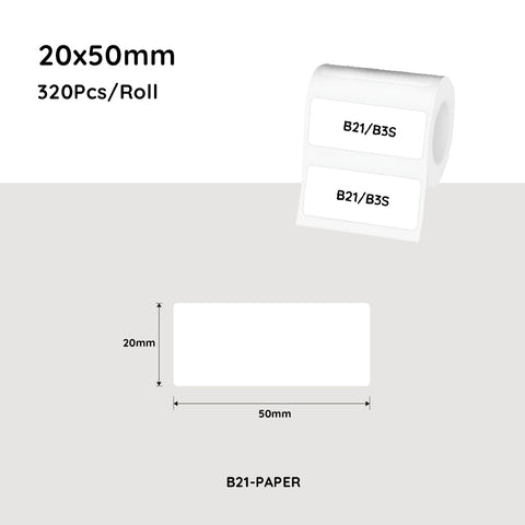 Darrahopens Electronics > Printer Accessories & Supplies > Labels NiiMbot white label paper 50*20mm 320 Pcs For B21/B3S/B1