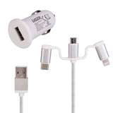 Darrahopens Electronics > Printers > Printers & Accessories Laser USB Car Charger with 3-in-1 Cable White