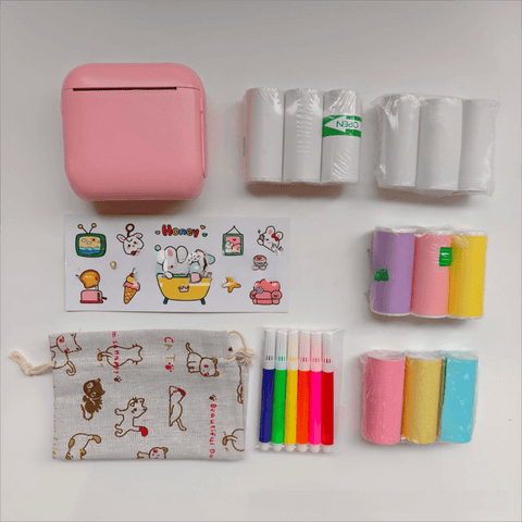Darrahopens Electronics > Printers > Printers & Accessories Pink X6 Mini Portable Bluetooth Instant Photo & Note Printer for Students - Deluxe 20-Piece Gift Set with 12 Paper Rolls, Color Pens & Storage Bag