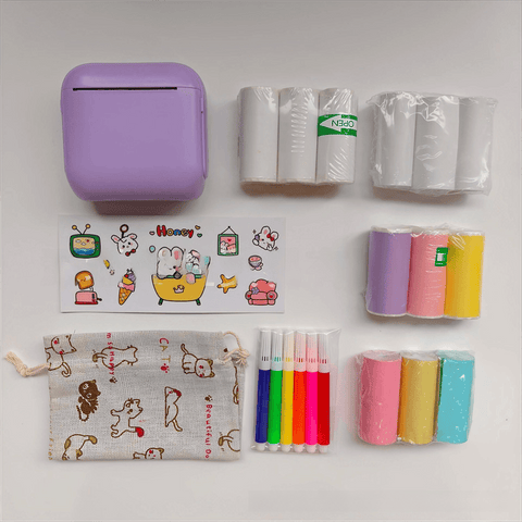 Darrahopens Electronics > Printers > Printers & Accessories Purple X6 Mini Portable Bluetooth Instant Photo & Note Printer for Students - Deluxe 20-Piece Gift Set with 12 Paper Rolls, Color Pens & Storage Bag