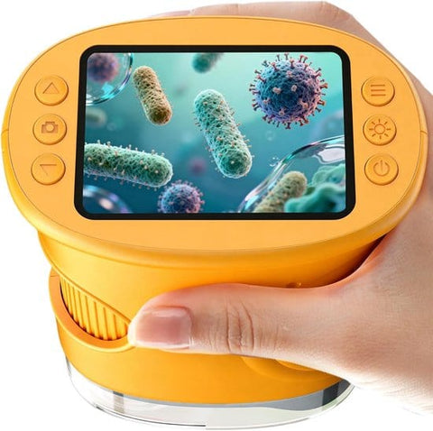 Darrahopens Electronics > Printers > Scanners 1000x Digital Children's Microscope - With 2 Inch IPS Screen & 8 LED Lights - Handy & Easy to Use for Nature Research - Yellow