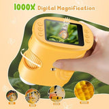 Darrahopens Electronics > Printers > Scanners 1000x Digital Children's Microscope - With 2 Inch IPS Screen & 8 LED Lights - Handy & Easy to Use for Nature Research - Yellow
