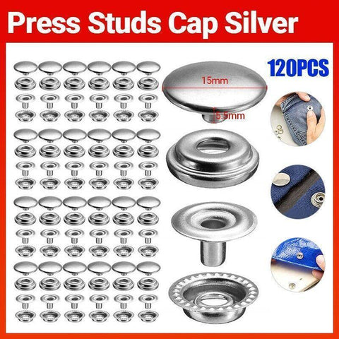 Darrahopens Fashion > Men's Fashion > Men's Accessories 120PCS 15mm Stainless Steel Snap Fasteners Press Studs Cap Button Boat