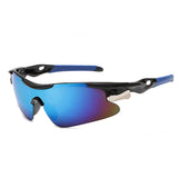 Darrahopens Fashion > Men's Fashion > Men's Accessories 2-PCS Bright black frame with blue mercury Men's Sports Cycling Sunglasses Windproof PC Frame Wrap Around Design for Riding Fishing Running Reliable Outdoor Protection Australian Style