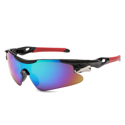 Darrahopens Fashion > Men's Fashion > Men's Accessories 2-PCS Bright black frame with green mercury Men's Sports Cycling Sunglasses Windproof PC Frame Wrap Around Design for Riding Fishing Running Reliable Outdoor Protection Australian Style
