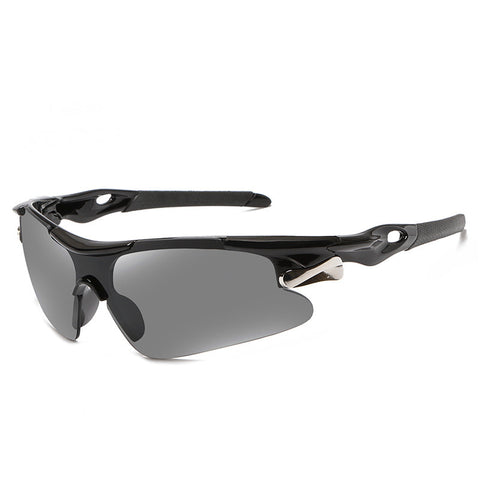 Darrahopens Fashion > Men's Fashion > Men's Accessories 2-PCS Bright black frame with grey lenses Men's Sports Cycling Sunglasses Windproof PC Frame Wrap Around Design for Riding Fishing Running Reliable Outdoor Protection Australian Style