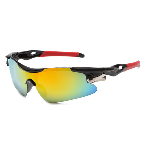 Darrahopens Fashion > Men's Fashion > Men's Accessories 2-PCS Bright black frame with red mercury Men's Sports Cycling Sunglasses Windproof PC Frame Wrap Around Design for Riding Fishing Running Reliable Outdoor Protection Australian Style