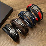 Darrahopens Fashion > Men's Fashion > Men's Accessories 2PCS Handwoven Tree of Life Magnetic Clasp Bracelet, featuring a black synthetic leather double-layer design. Blending vintage charm with contemporary style, it symbolizes flourishing life and is perfect for both personal wear and thoughtful gifting.