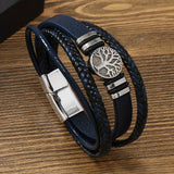 Darrahopens Fashion > Men's Fashion > Men's Accessories 2PCS Handwoven Tree of Life Magnetic Clasp Bracelet, featuring a blue synthetic leather double-layer design. Blending vintage charm with contemporary style, it symbolizes flourishing life and is perfect for both personal wear and thoughtful gifting.