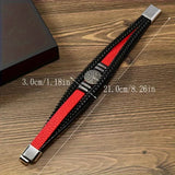 Darrahopens Fashion > Men's Fashion > Men's Accessories 2PCS Handwoven Tree of Life Magnetic Clasp Bracelet, Red-Black Synthetic Leather Double-Layer Design, Vintage Style, Symbolizing Flourishing Life, Ideal for Personal Use or Gifting.