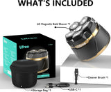 Darrahopens Fashion > Men's Fashion > Men's Accessories 6D Magnetic Bald Shaver for Men – Cordless Rechargeable Electric Head Shaver with LED Display, IPX6 Waterproof, 3-Second Travel Lock, 6 Floating Heads, Includes Storage Bag & Cleaning Brush (Black)