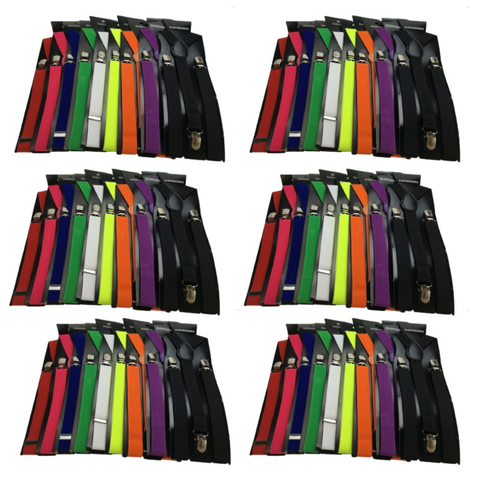Darrahopens Fashion > Men's Fashion > Men's Accessories 6x Mens Suspenders Braces Adjustable Strong Clip On Elastic Formal Wedding BULK - Assorted Colour Pack